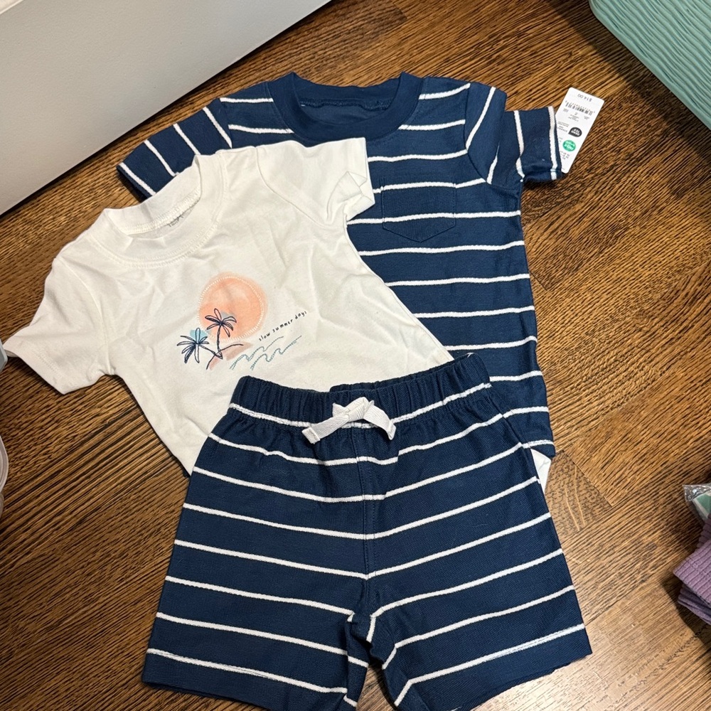 Striped Blue and White Outfit Set